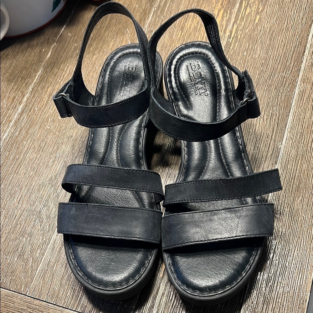 Born Black Leather Sandals